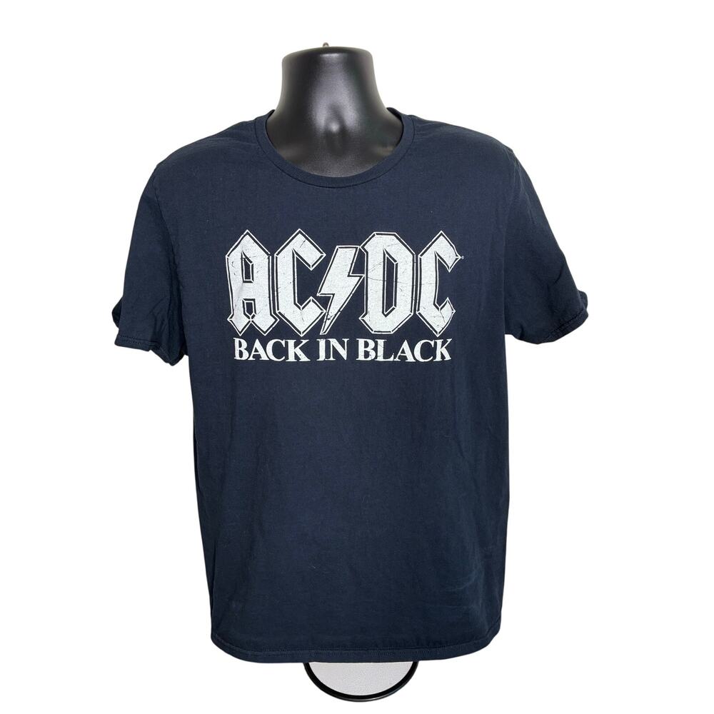 AC/DC Back In Black T Shirt Black Size L Rock Band Tee